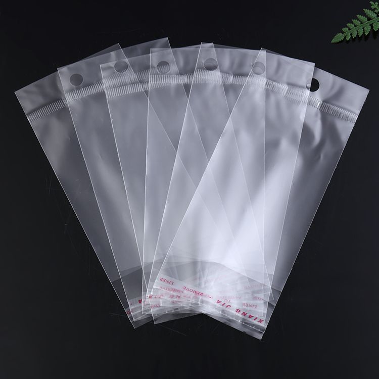 OPP挂孔自粘袋 饰品包装袋 耳环耳钉卡袋子透明塑料袋100个20x30图