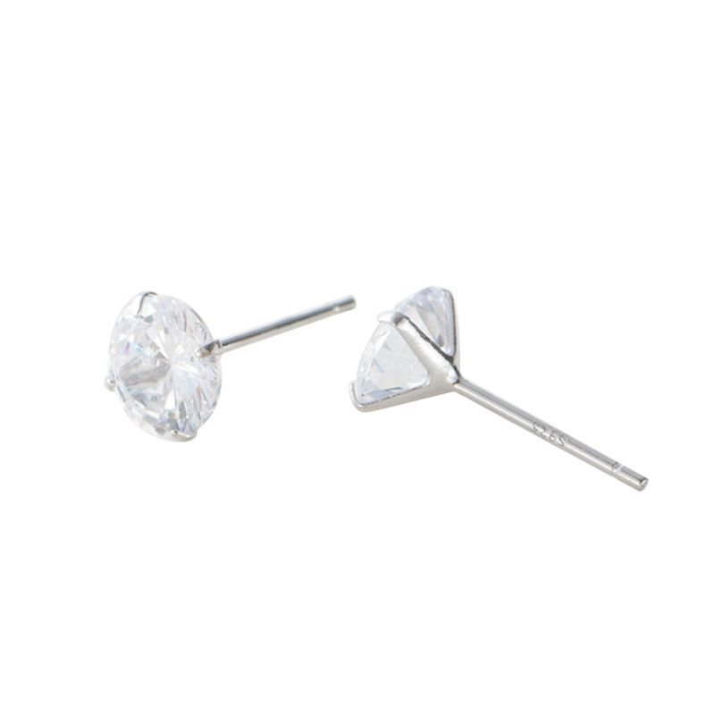 Korean minimalist design glass zircon style ladies' aloof stud earrings