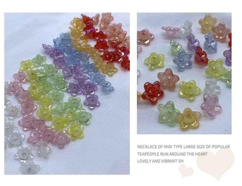 Acrylic jelly with ab laser effect, small five-petal flower, ancient-style diy handcrafted jewelry accessories detail image 4