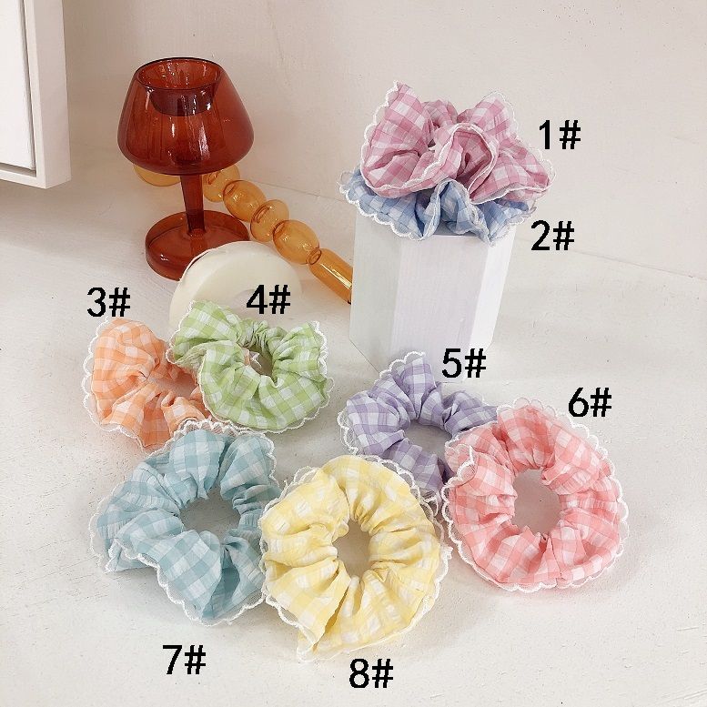 格子蕾丝边布圈