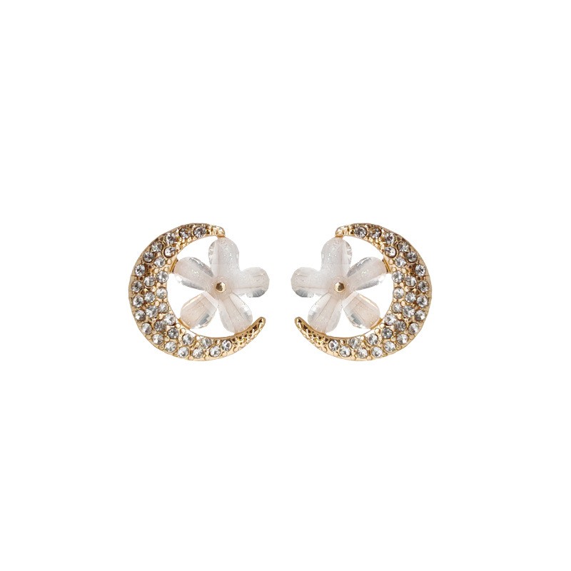 Korean-style fashionable resin alloy double-piece design women's stud earrings detail image 1