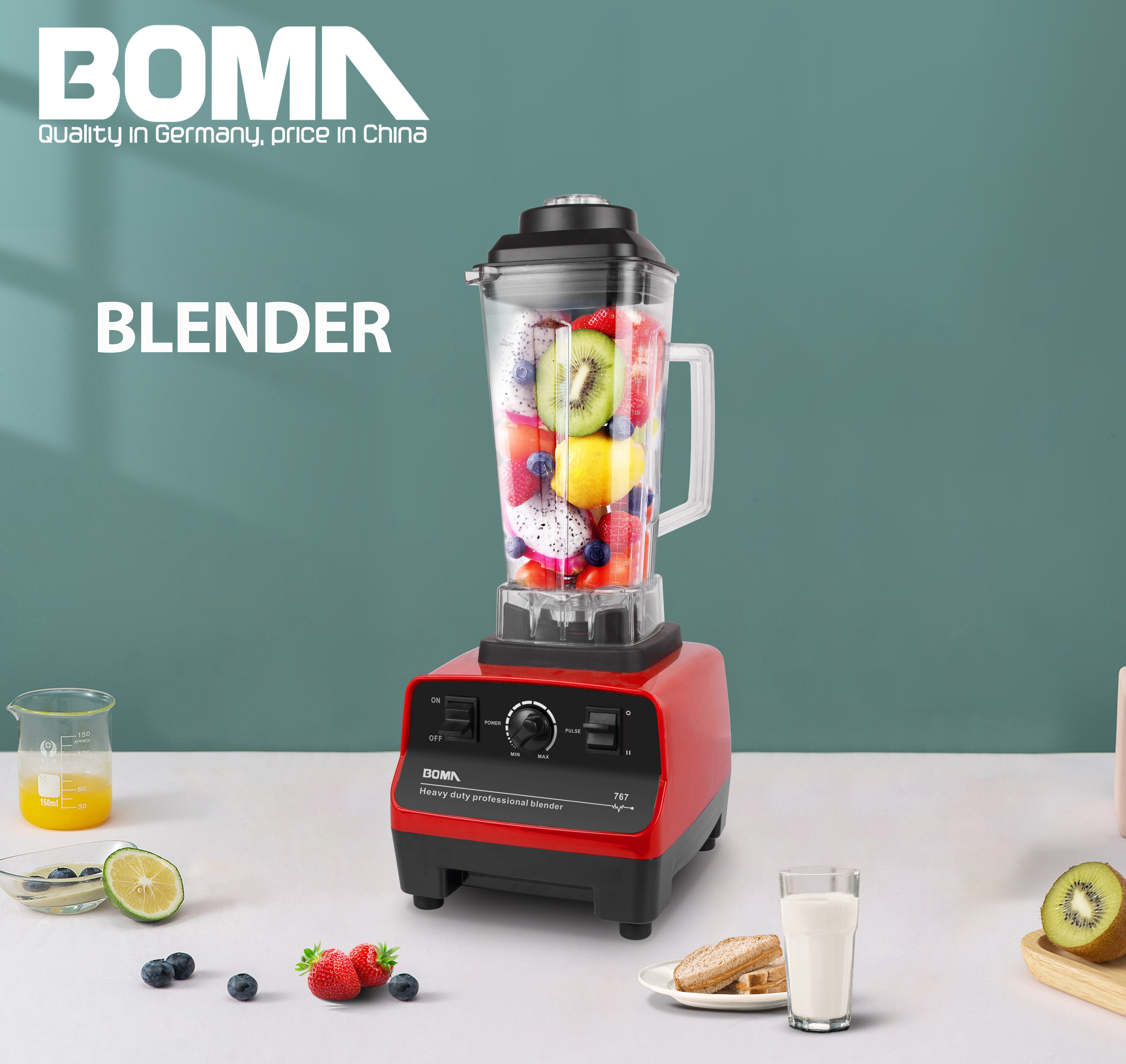 Boma marca 2.0L mezclador de gran capacidad casa rompedor de pared triturador de hielo motor de cobre completo detail image 2