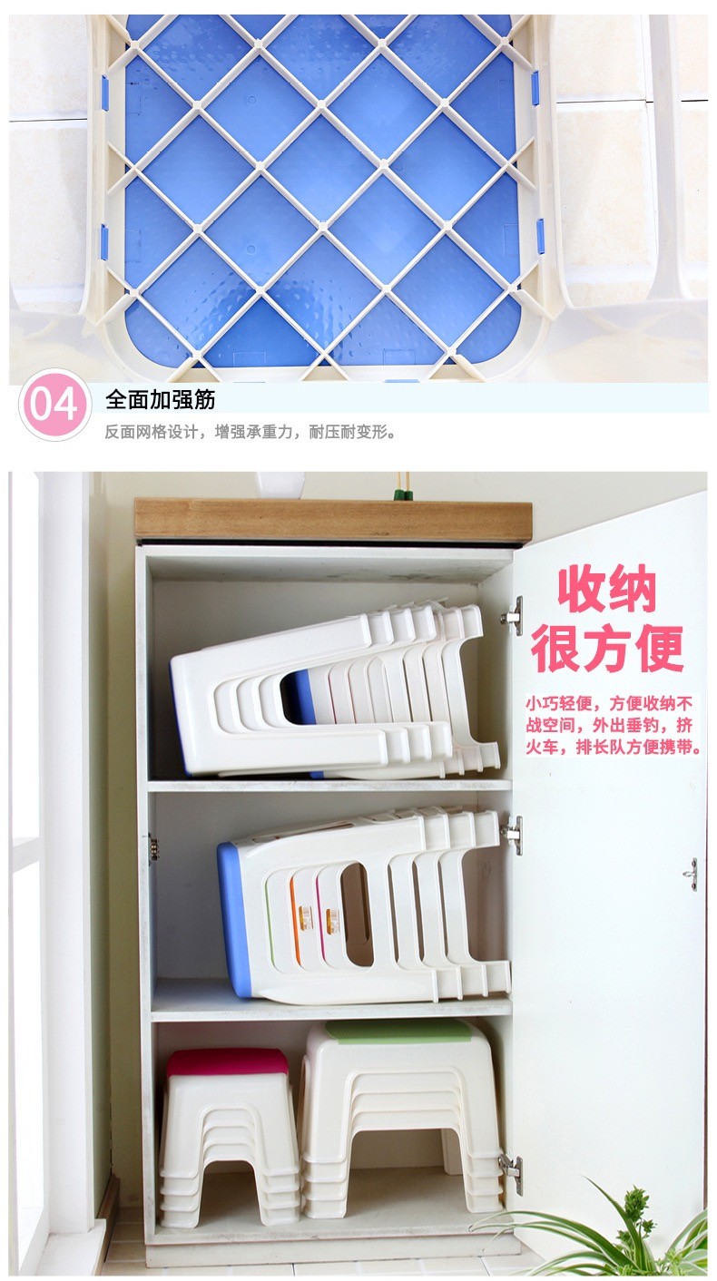 义乌好货 日用百货塑料制品 家用塑料儿童凳大号27703 彩色 换鞋凳 幼儿园小凳子 小板凳 脚凳详情8