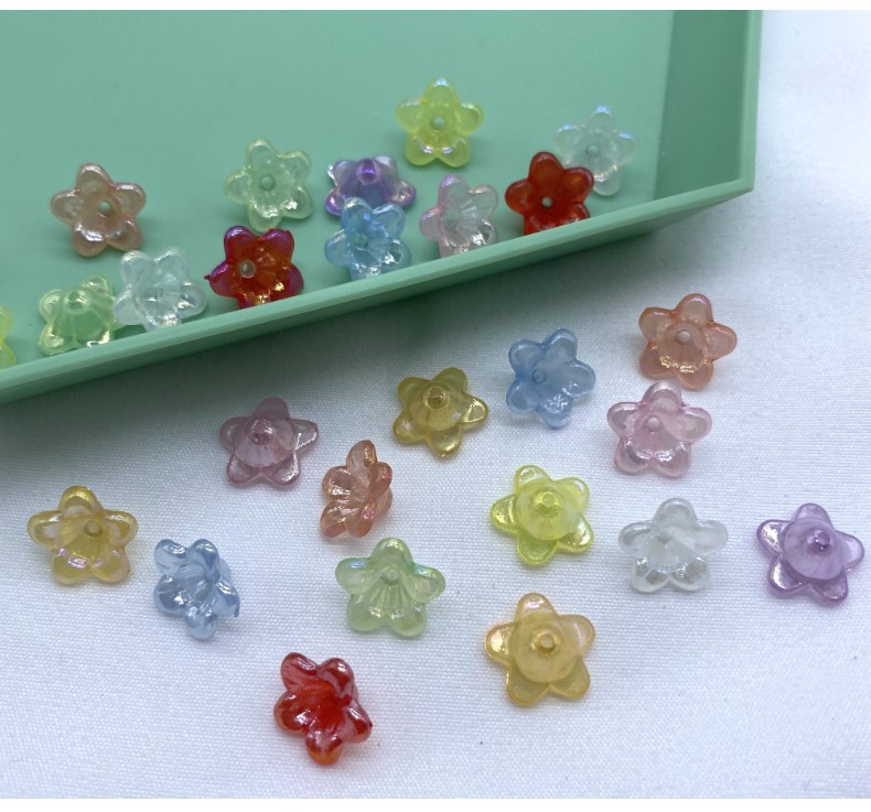 Acrylic jelly with ab laser effect, small five-petal flower, ancient-style diy handcrafted jewelry accessories detail image 6