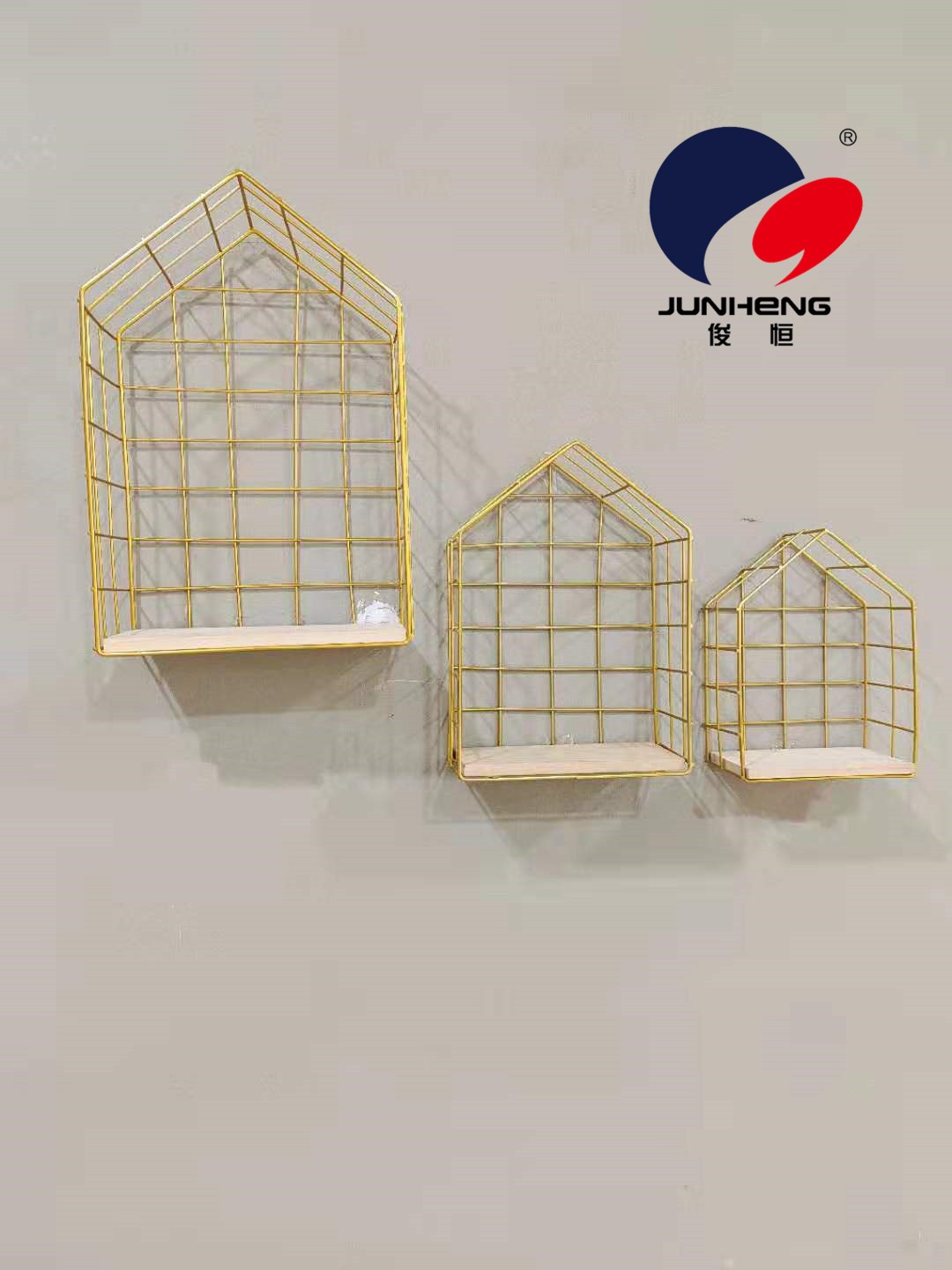 创意铁艺墙上置物架客厅卧室墙壁房间壁挂式装饰收纳架房子套三详情图4