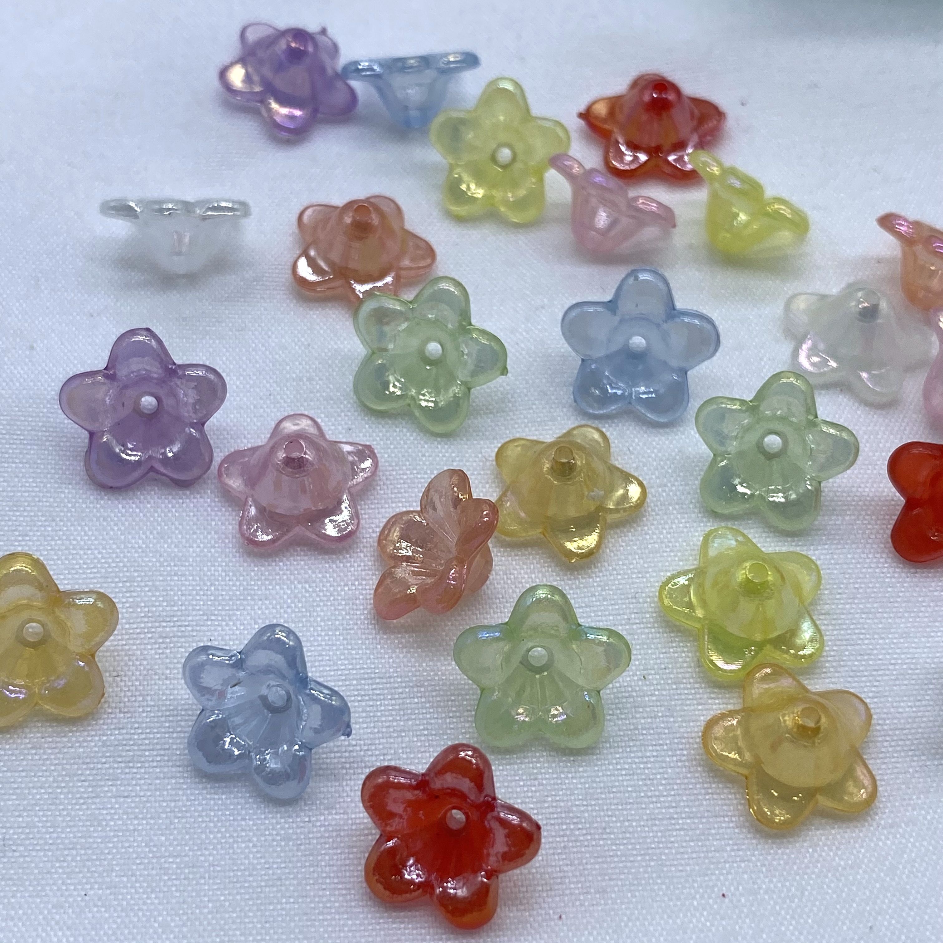 Acrylic jelly with ab laser effect, small five-petal flower, ancient-style diy handcrafted jewelry accessories Item Picture