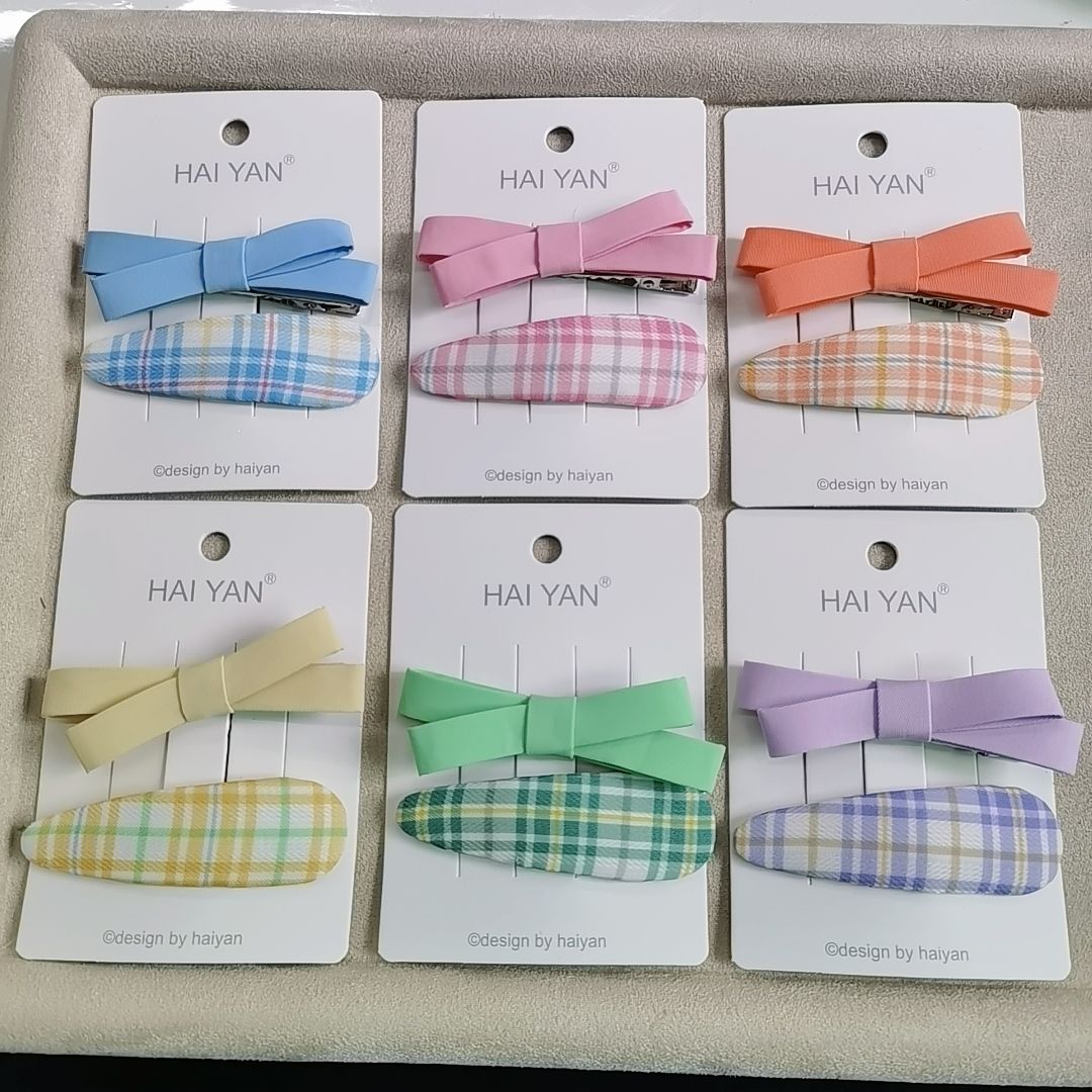 素色格组合发夹