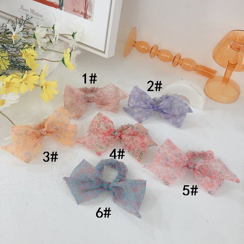 碎花蝴蝶结发圈