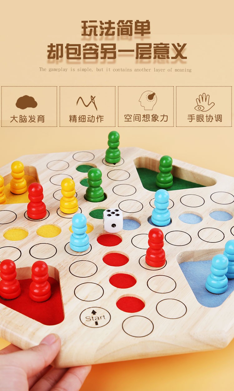 木制玩具 益智儿童飞行游戏棋 趣味性强 色彩丰富 逻辑思维能力培养 亲子互动游戏  锻炼手眼协调能力 早教启蒙玩具伴你成详情图2