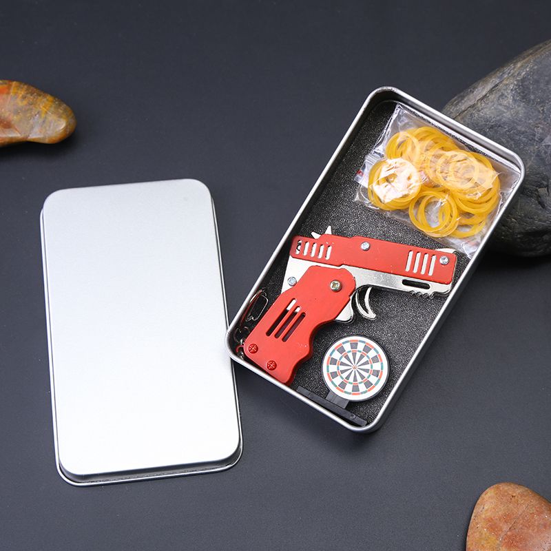 Yunling Toy Tin box zinc alloy folding rubber band gun