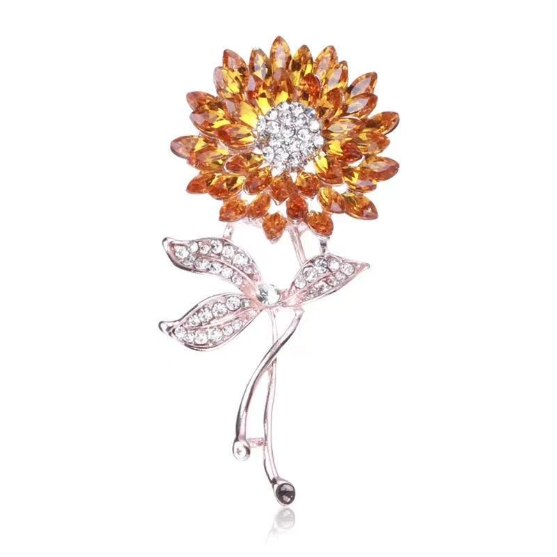Factory direct sales of new European and American rhinestone sunflower brooches, suits, overcoats and accessories detail image 2