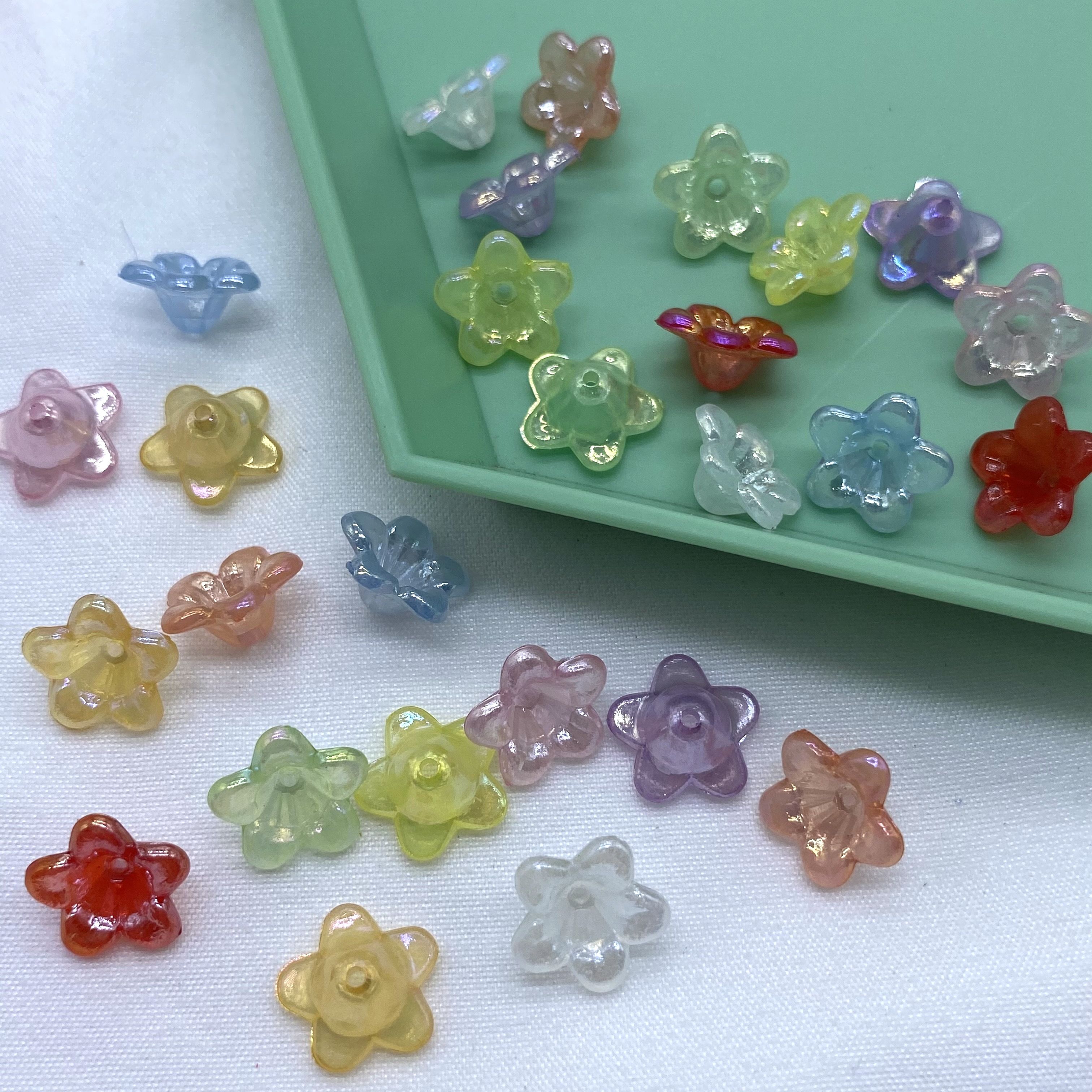 Acrylic jelly with ab laser effect, small five-petal flower, ancient-style diy handcrafted jewelry accessories Application Scenario