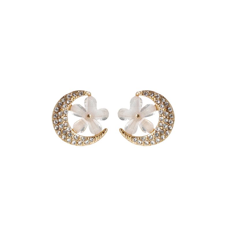 Korean-style fashionable resin alloy double-piece design women's stud earrings