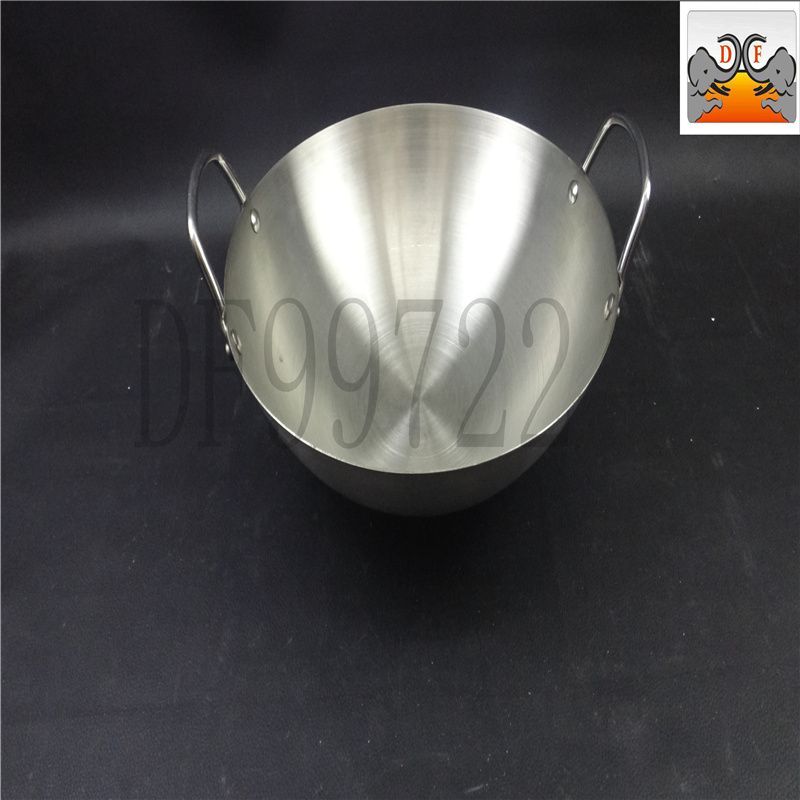 DF99722 European-style ear wok (sanded) Stainless steel wok, Double ear round bottom wok, wooden handle single handle wok, Big Ding stir-frying Ding, Commercial and agricultural DF Trading House