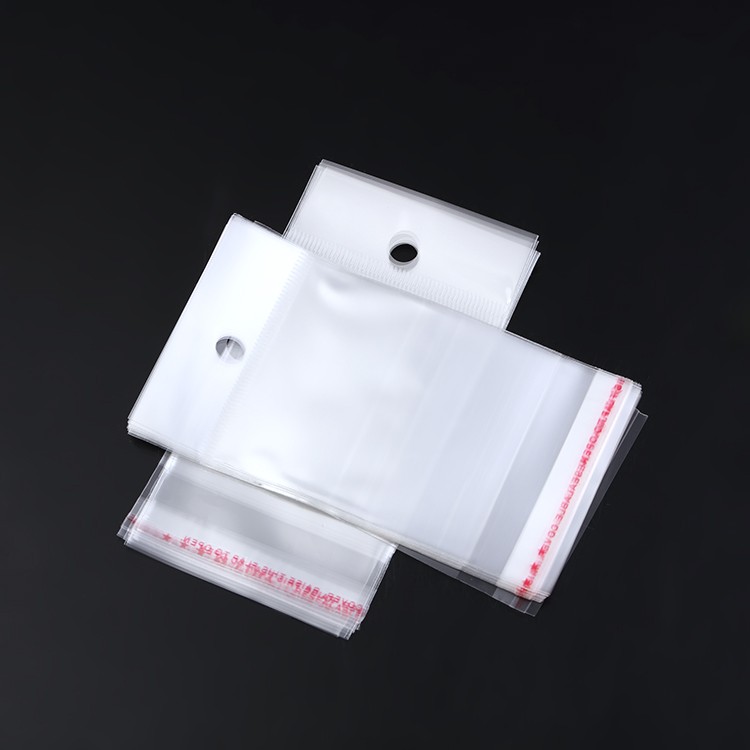 OPP挂孔自粘袋 饰品包装袋 耳环耳钉卡袋子透明塑料袋100个8x11详情图1