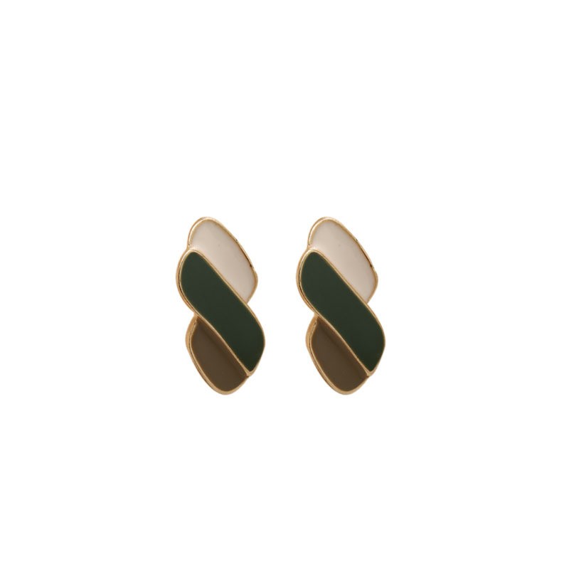 European and American fashionable oil-dripping alloy multi-color women's simple style stud earrings detail image 1
