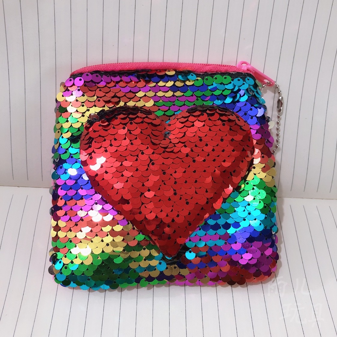 亮片钱包毛绒零钱包正方形亮片钱包10cm零钱包鱼鳞零钱包详情图6