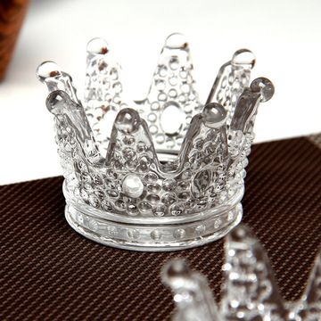 Manufacturers customized European personalized creative crown glass candlestick ornaments jewelry holder glass candlestick ornaments
