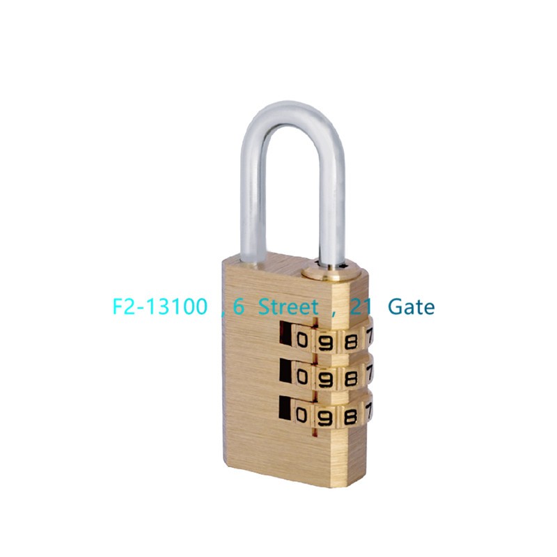 铜密码锁   双肩包密码挂锁  三环牌密码锁  21MM 小密码锁   T123详情图1