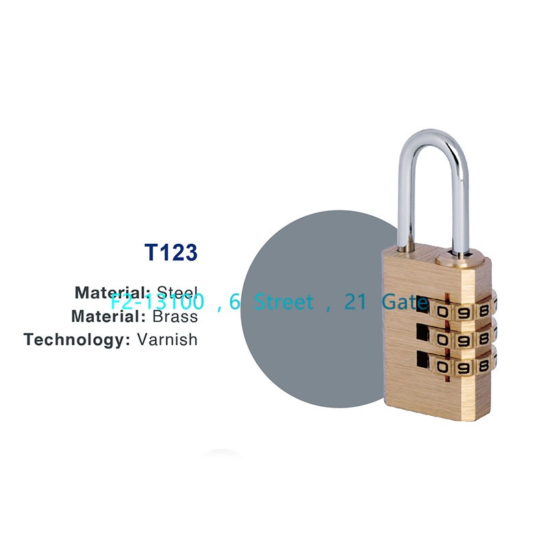 铜密码锁   双肩包密码挂锁  三环牌密码锁  21MM 小密码锁   T123详情图2