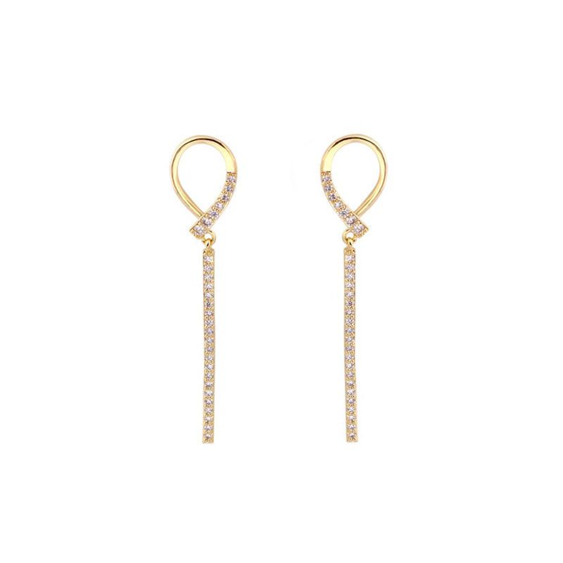 European and American geometric tassel-shaped alloy inlaid with rhinestones, cold and elegant design for ladies' ear studs