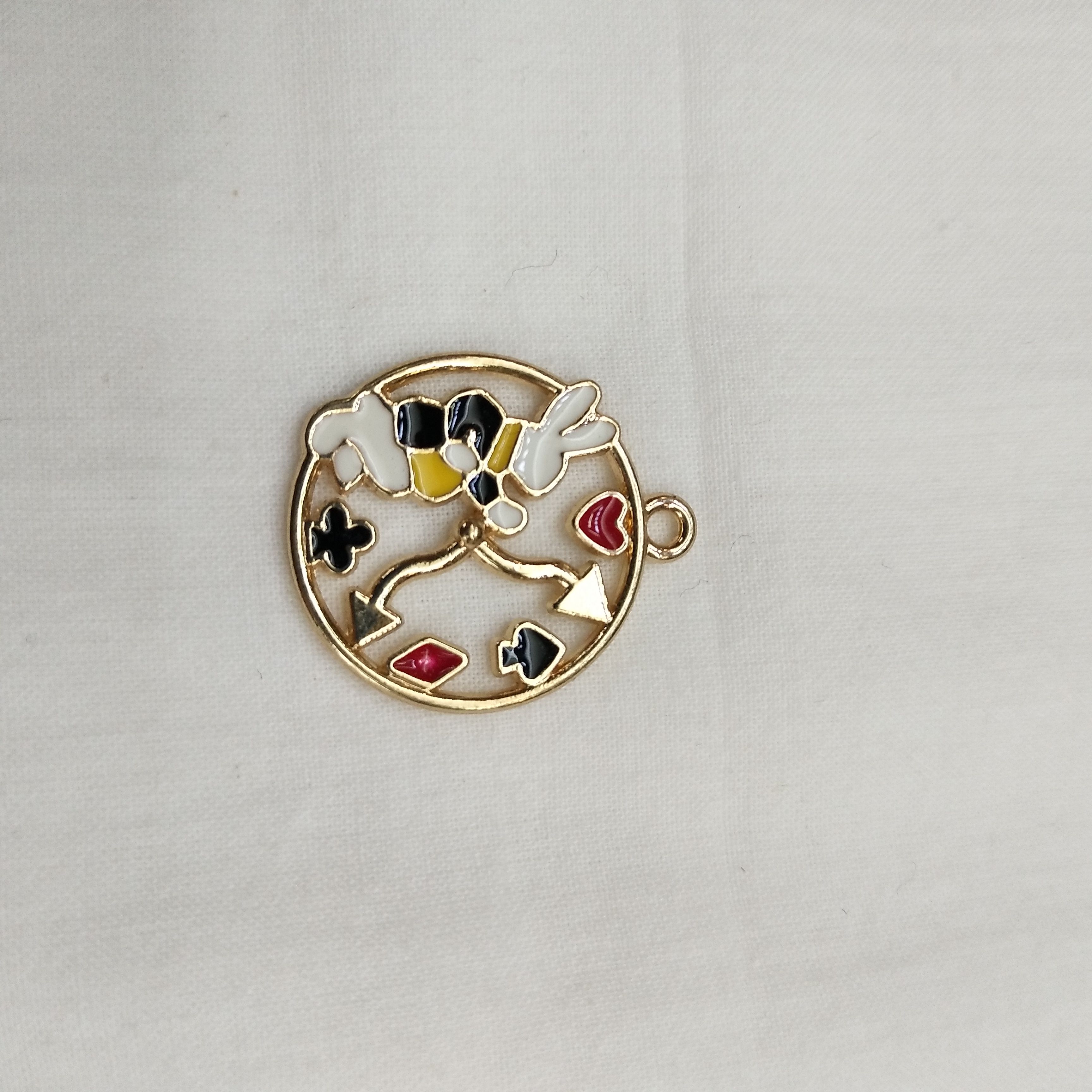 DIY手工饰品配件合金简约单颗滴油卡通挂件点缀耳饰（100ps/包）滴油钟表卡通