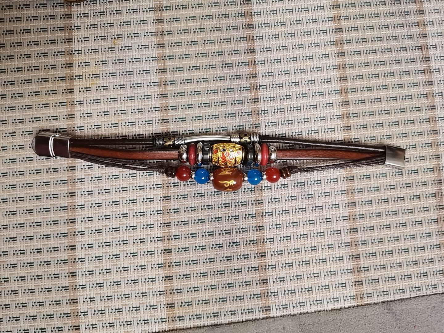 蒙古族时尚纯皮手链蓝色系新款纯手工制作天珠饰品民族风情详情图5