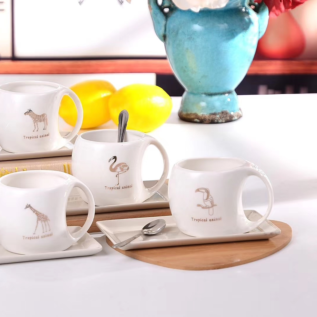 Buck Star Ceramic Cup Couple Cup Creative Personality Cup Coffee Cup Saucer Set High-End Tea Cup Set
