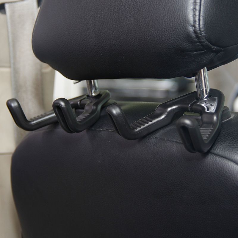 The car seat back hook is a multi-functional storage tool for the vehicle. It is a universal model hook with strong load-bearing capacity and can be installed in pairs Item Picture