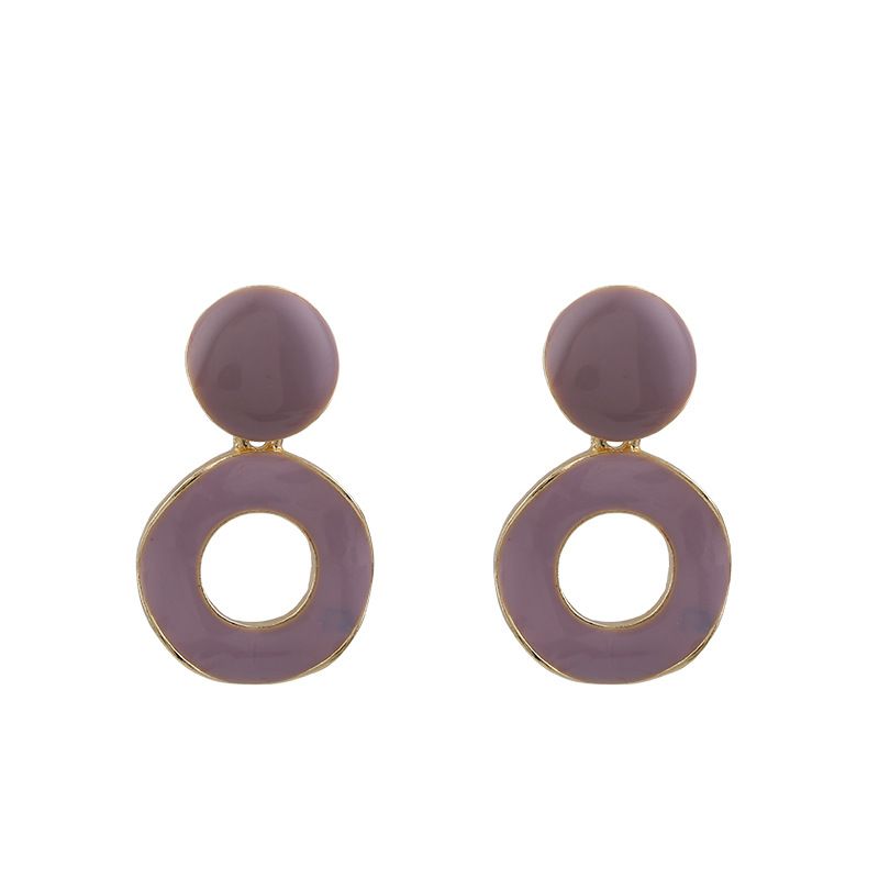European and American fashionable alloy oil drip process, simple design style ear studs for women