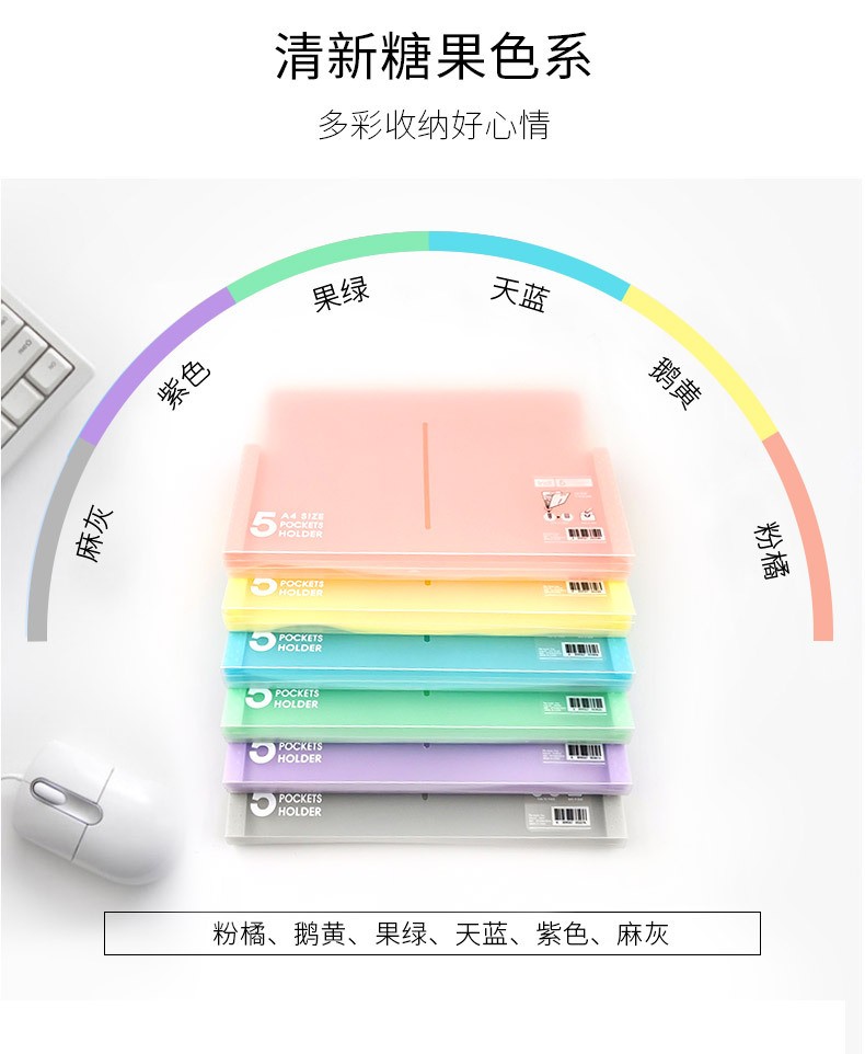 横式手提5格风琴包糖果色风琴包详情图5