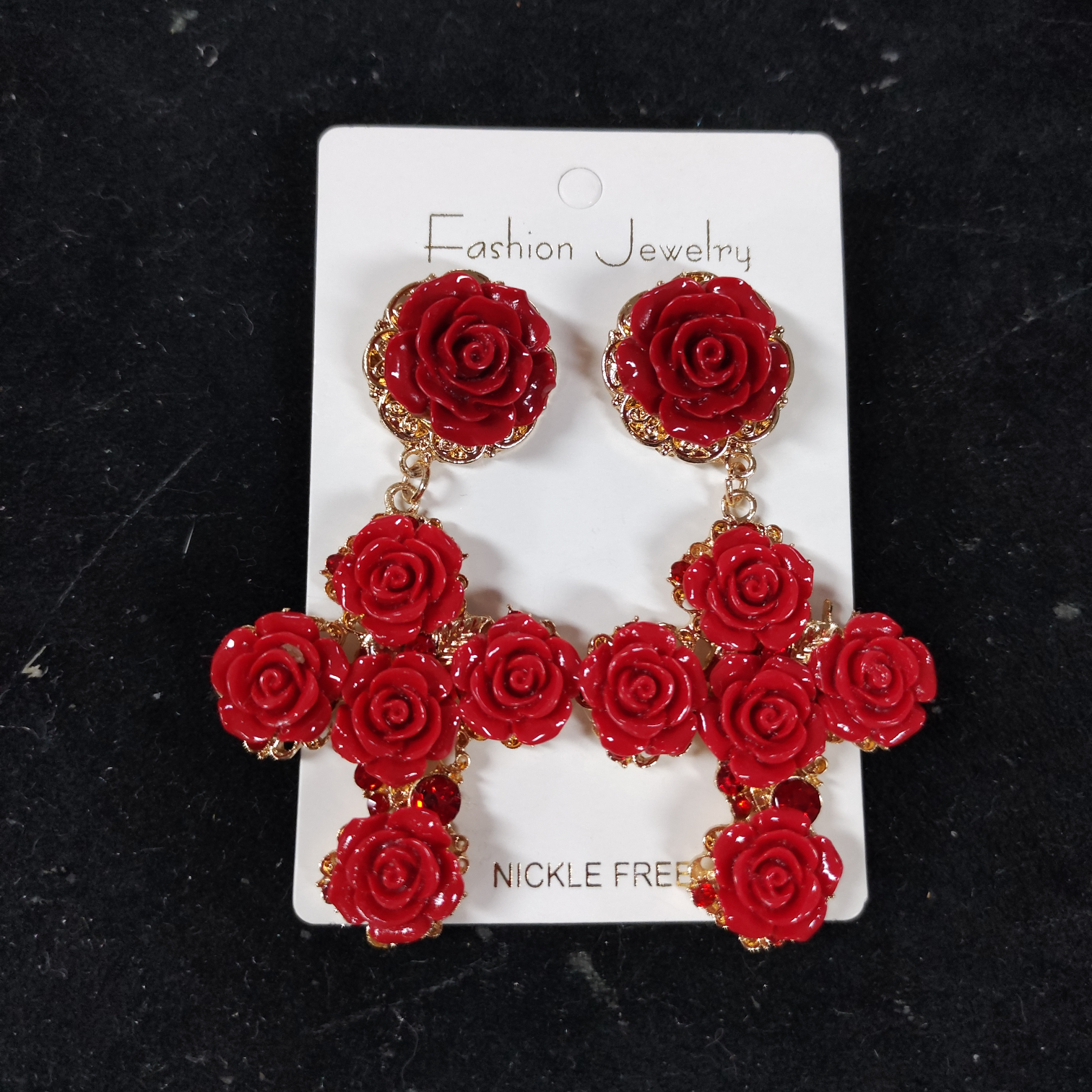 巴洛克耳环十字架镶钻耳坠欧美宫廷风耳钉