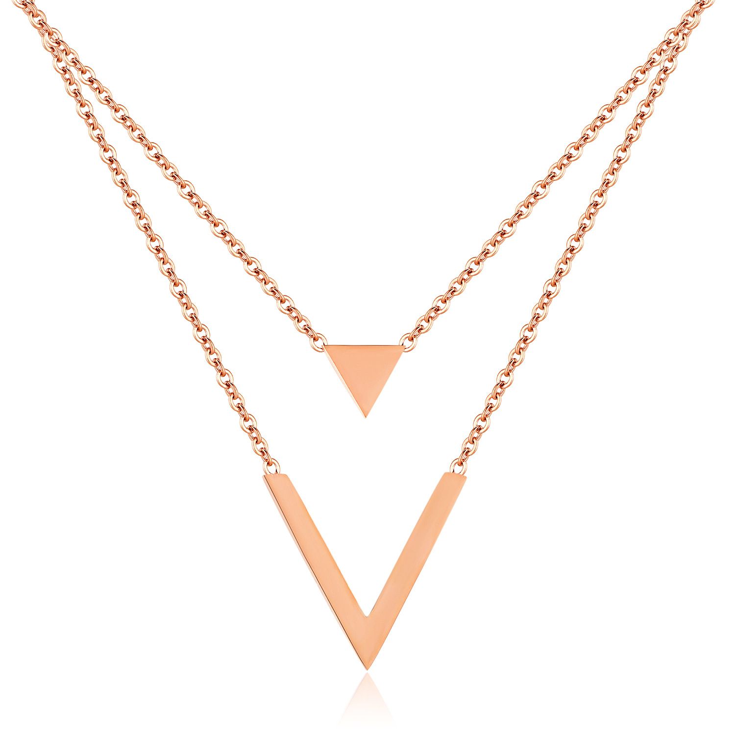 A fashionable double-layer alloy geometric design necklace for women with a cold and elegant style in Europe and America