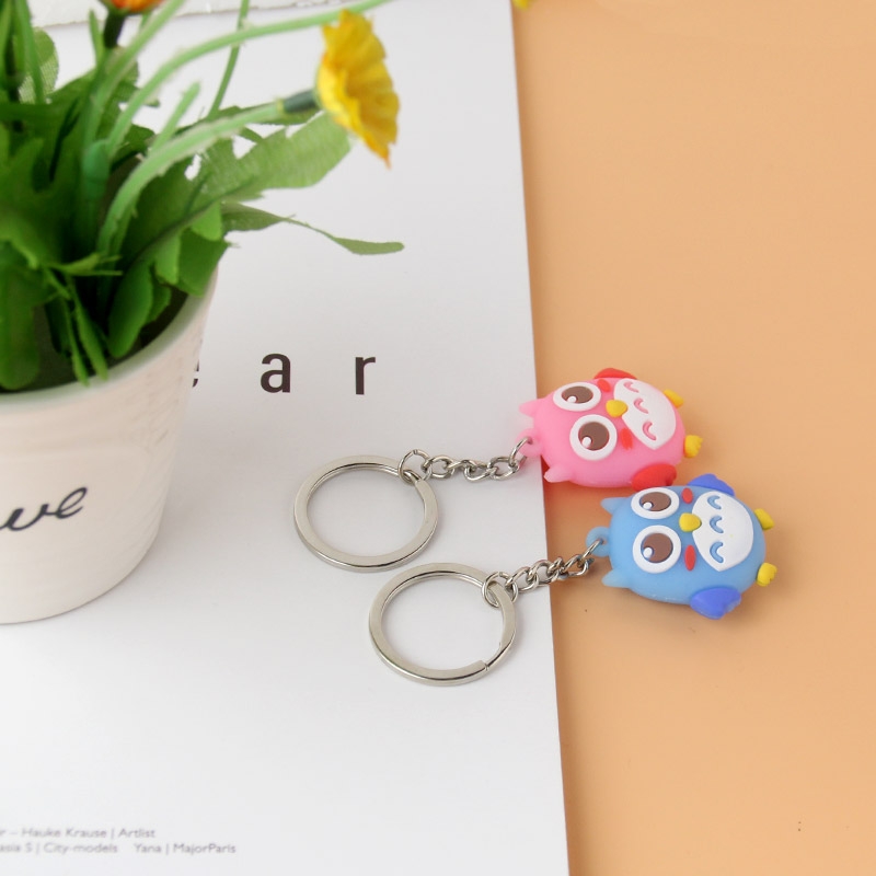 Stereo silicone Owl keychain series mix 2
