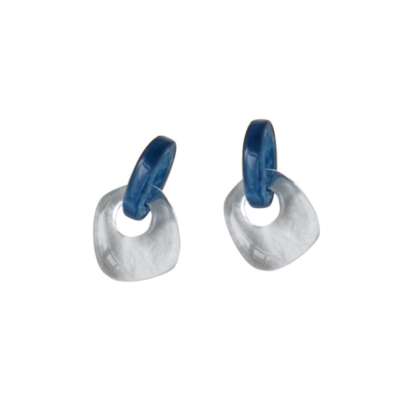 European and American fashionable style resin two-color double-spliced women's light luxury ear studs