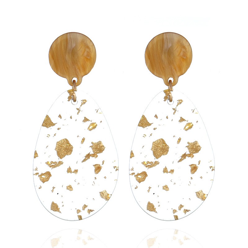 European and American fashionable acrylic sheet double-piece women's light luxury ear studs detail image 1