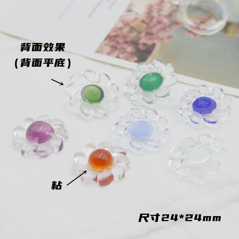 Sunflower's new cross-border ring flower plate from Europe and America, transparent acrylic resin flower diy mobile phone case accessory detail image 1