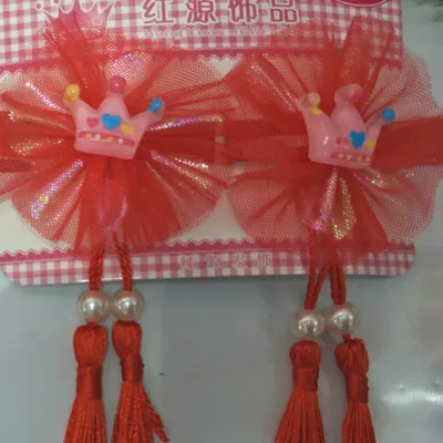 Crown Tassel Clip Bright Red