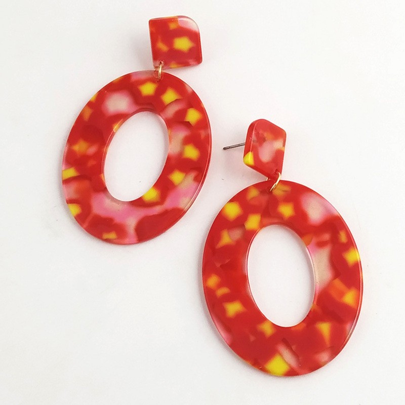 European and American acetic acid leopard print simple design style women's multi-piece combination ear studs detail image 1
