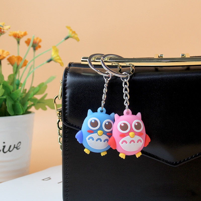 Stereo silicone Owl keychain series mixed 6