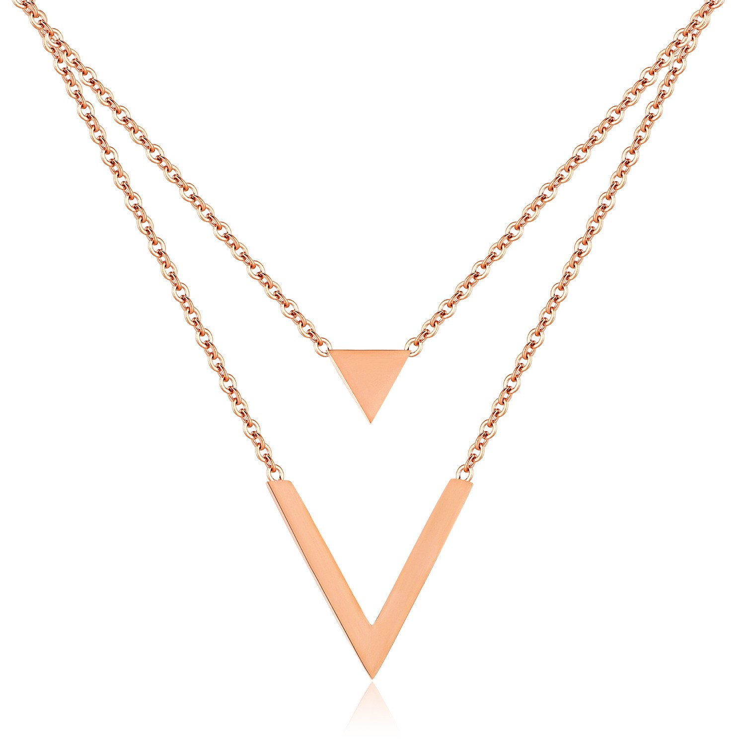 A fashionable double-layer alloy geometric design necklace for women with a cold and elegant style in Europe and America detail image 1