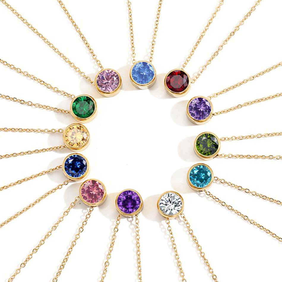 Korean version copper base inlaid with crystal zircon women's simple pendant necklace