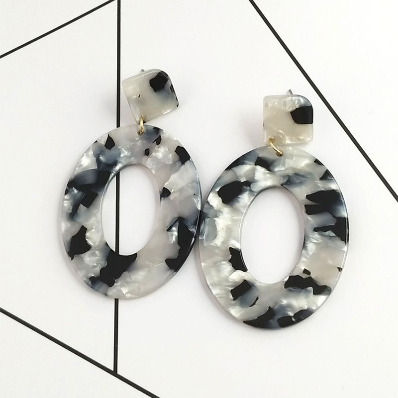 European and American acetic acid leopard print simple design style women's multi-piece combination ear studs
