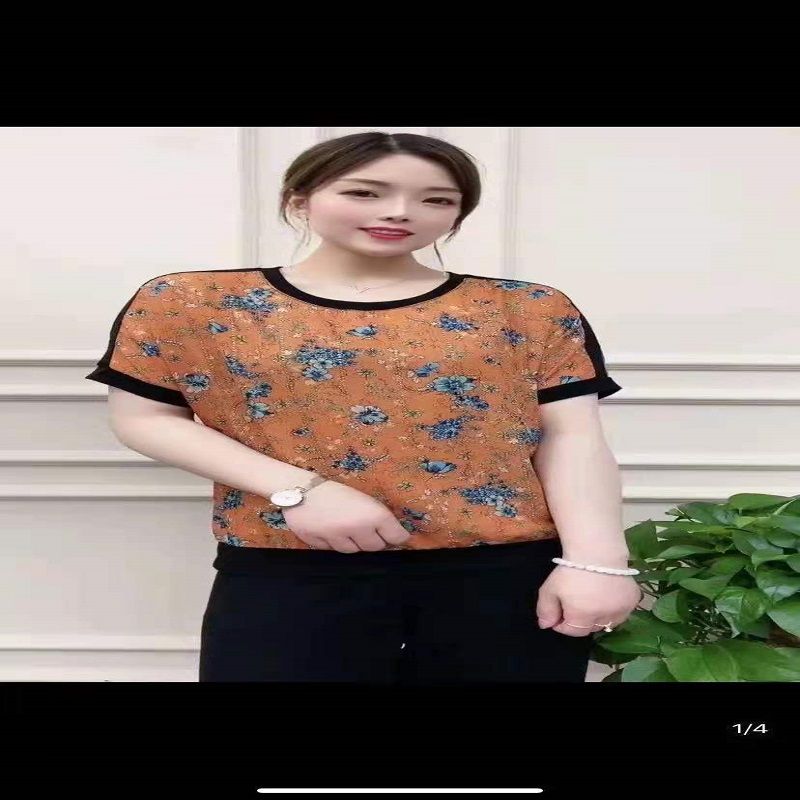 爆款橘色短袖t恤女装夏2021新款欧洲站宽松体桖衫女半袖洋气潮T94