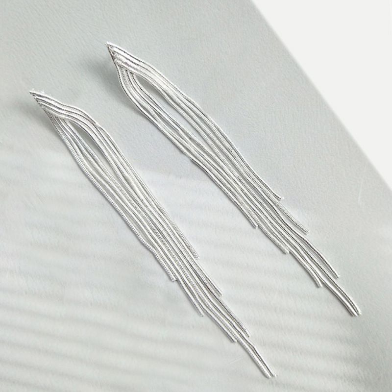 European and American fashionable copper chain welded tassel women's cold wind ear studs