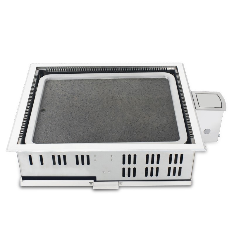 Commercial Korean-style barbecue grill, square marble grilling tray, smokeless barbecue pot detail image 1