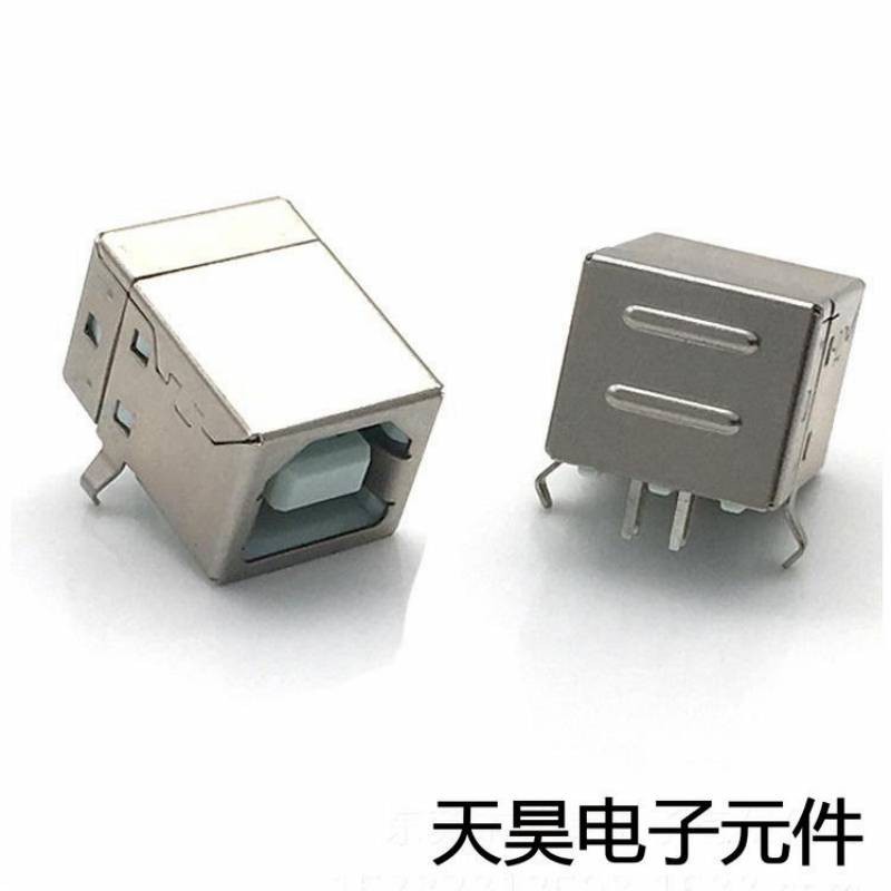 D字型方口打印机USB接口，90度弯针USB-B型USB母座连接器详情图5