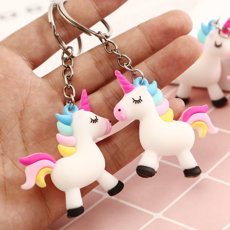Unicorn stereoscopic silicone keychain series mixed 5