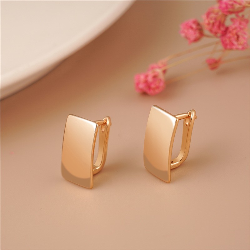 European and American simple rectangular geometric ladies' cold alloy earrings detail image 1