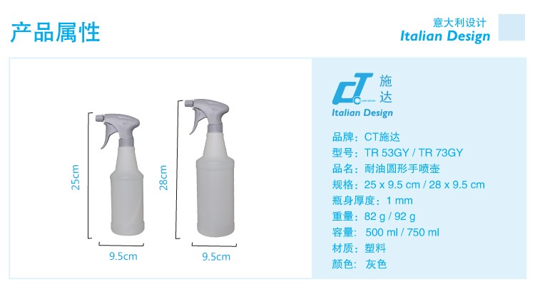  TR 53GY 500ml 喷壶(配灰色防油喷咀)详情图1